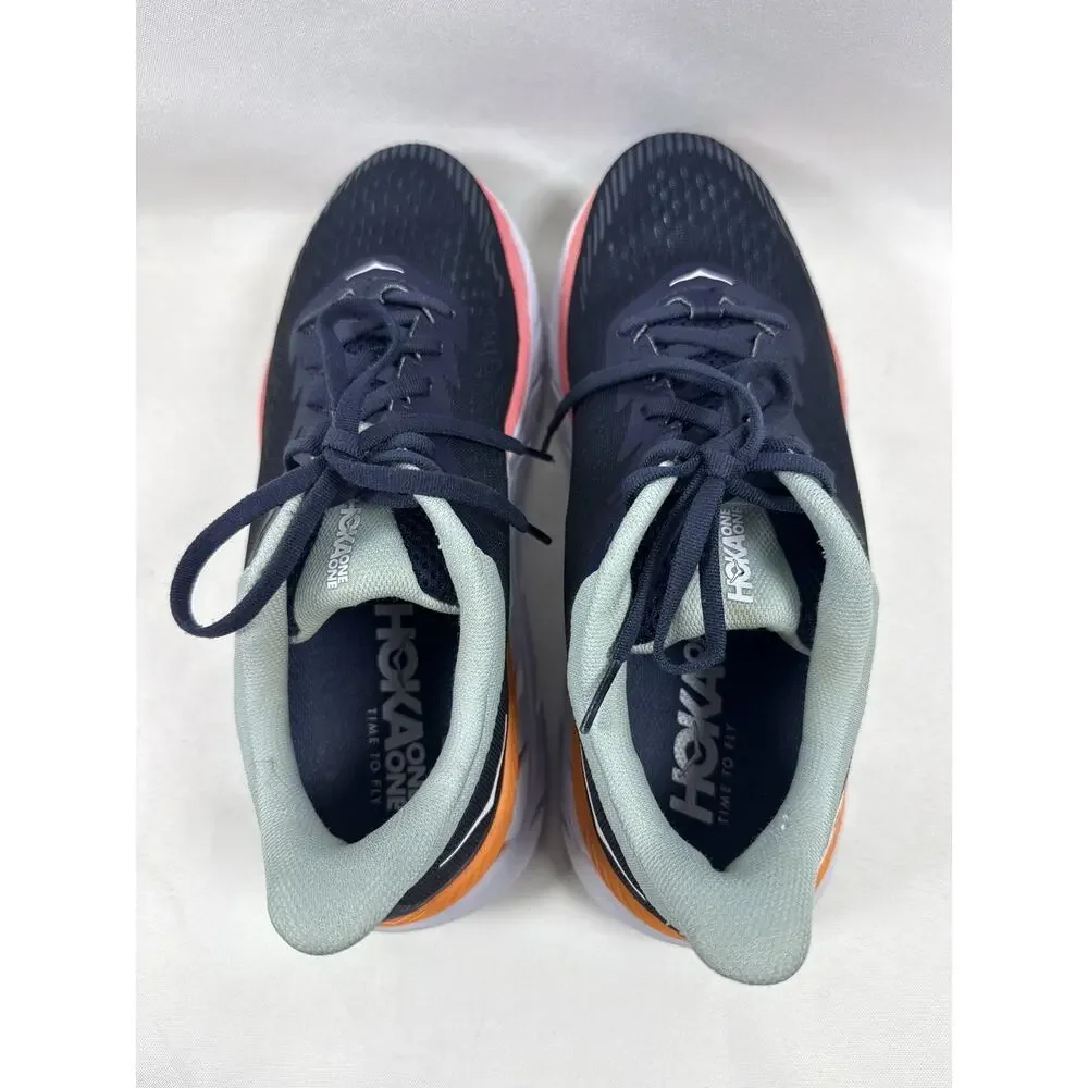 HOKA Clifton 7 Wide Women’s Running Shoes Navy Orange US 9D EU 41⅓